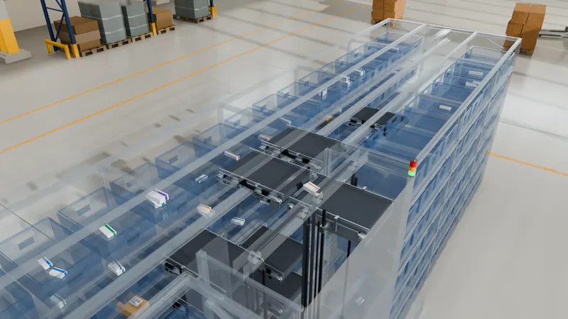 Vue transparente de dessus des navettes du MicroSorter Max